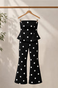Polka Dot Peplum Top & Flare Pants Set